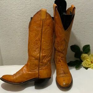 The Sanders Brown Leather Round Toe Western Cowgirl Boots Womens Size 7 B